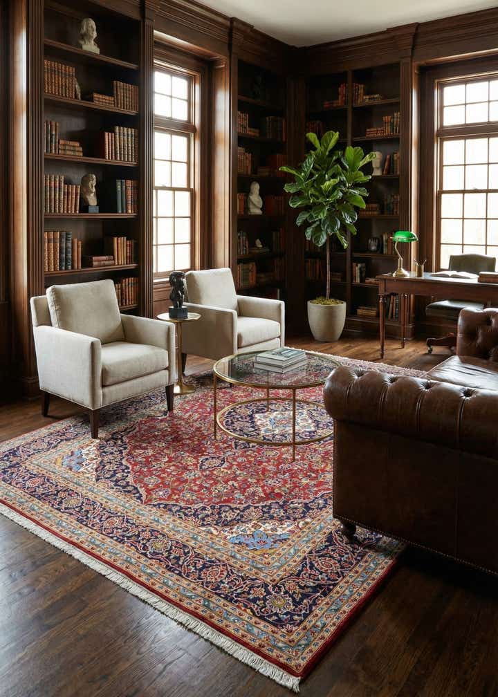 9' 8 x 12' 9 Hand Knotted Kashan Persian Wool Rug