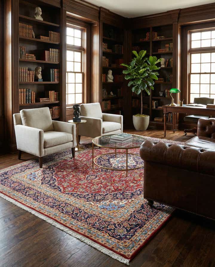 9' 8 x 12' 9 Hand Knotted Kashan Persian Wool Rug