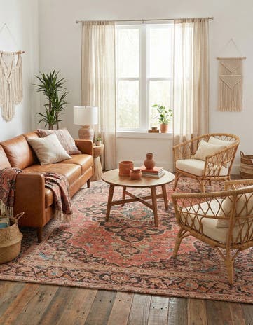 Red Chenille Jute Square Rug