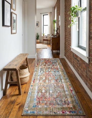 Light Green Williamsburg Runner Rug