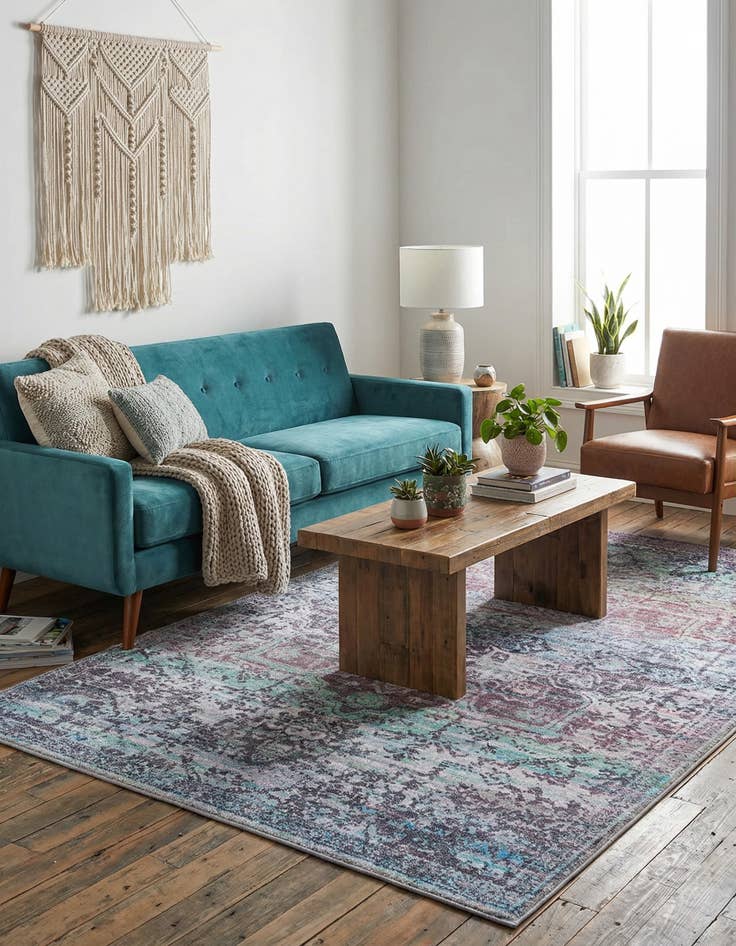 Detail image of 5' 3 x 8' Washable Francesca Rug