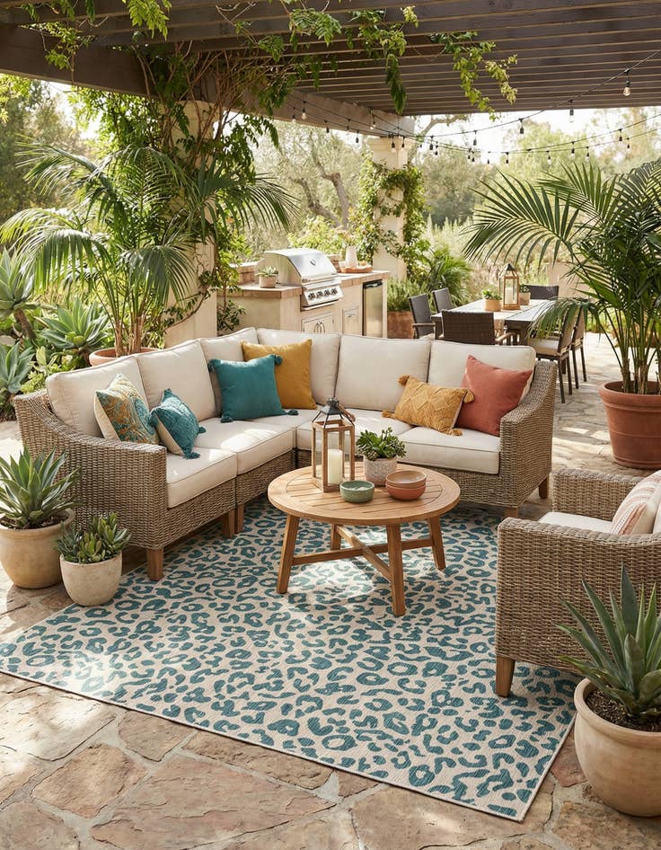 Detail image of 13' x 13'  Washable Safari Indoor / Outdoor Square Rug