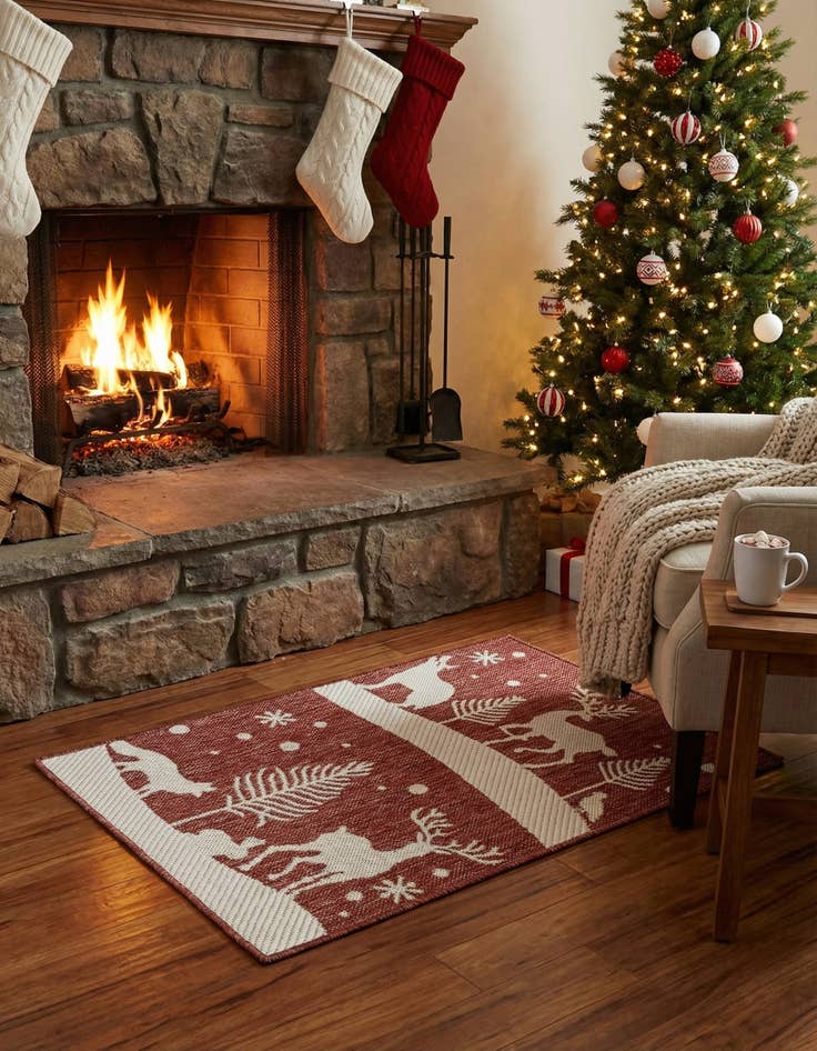 Detail image of 2' x 3' Easy-Clean Holiday Indoor / Outdoor Rug