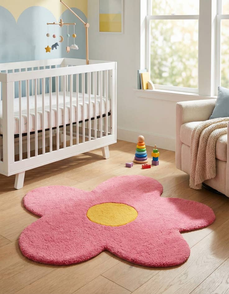 Detail image of 3' 1 x 3' 1 Happy Rugs Funky Flower Wool Round