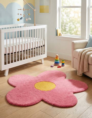 3' 1 x 3' 1 Happy Rugs Funky Flower Wool Round