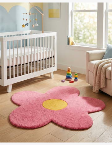 3' 1 x 3' 1 Happy Rugs Funky Flower Wool Round