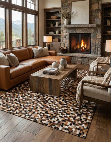 5' 6 x 7' 7 Cowhide Stocks Rug