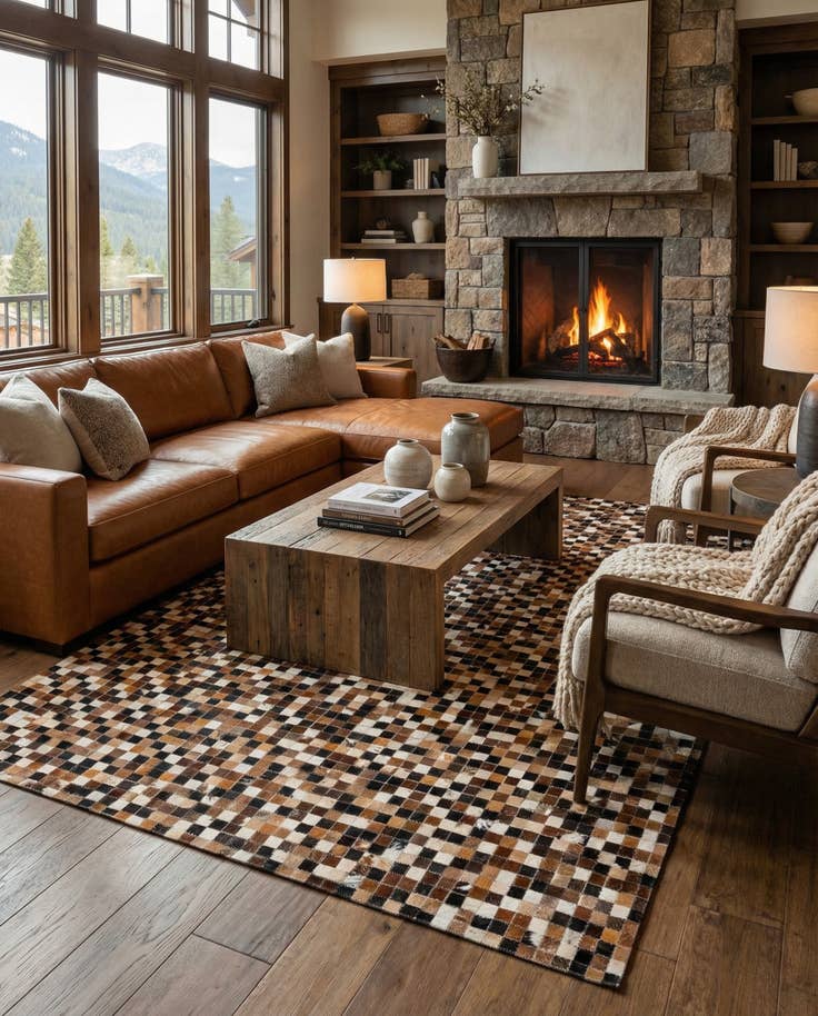 Detail image of 5' 6 x 7' 7 Cowhide Stocks Rug