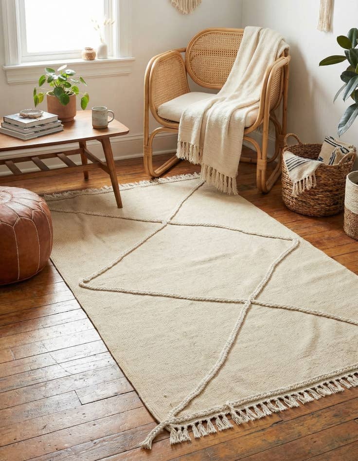 Detail image of 3' 4 x 5'  Hand Knotted Moroccan Wool Rug