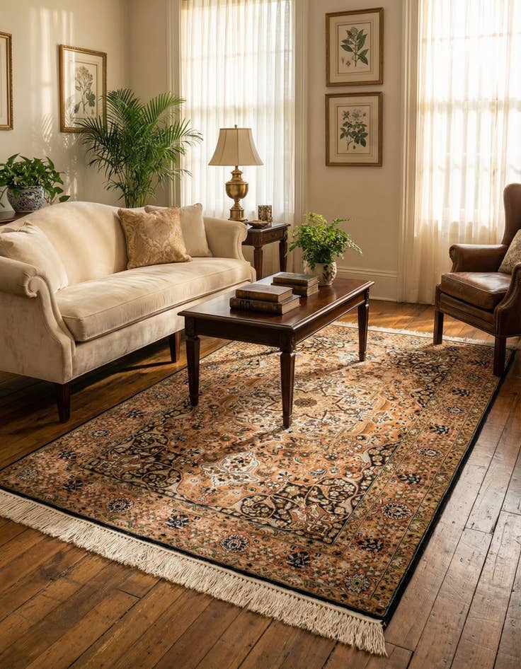 Detail image of  3' 11 x 6' 2  Hand Knotted Kashmir Rug