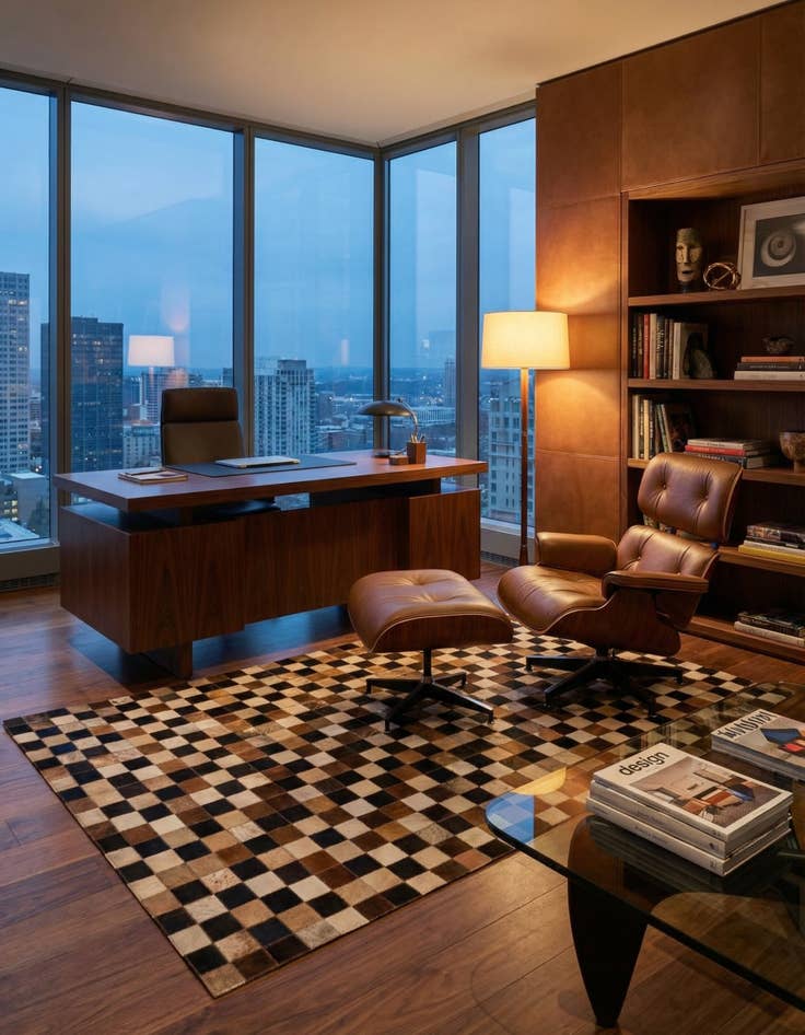 Detail image of  5' x 7' 10 Cowhide Leather Rug