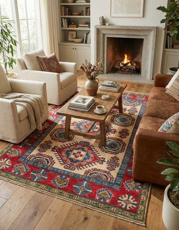 4' 9 x 6' 7 Hand Knotted Kazak Rug