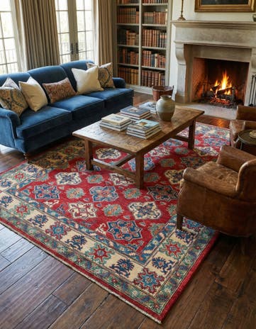 6' 7 x 9' 4 Hand Knotted Kazak Rug