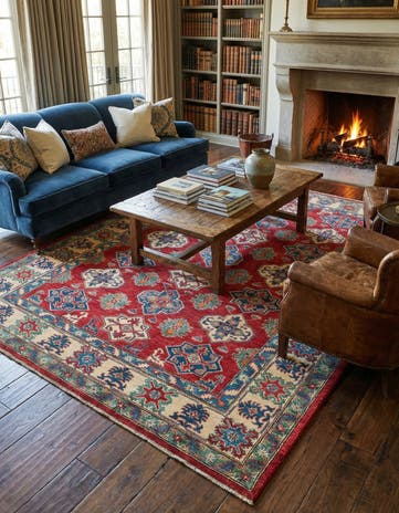 6' 7 x 9' 4 Hand Knotted Kazak Rug