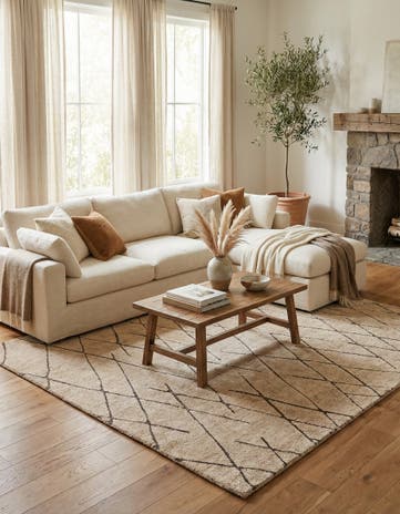 Camel Brown Atlas Moroccan Wool Square Rug