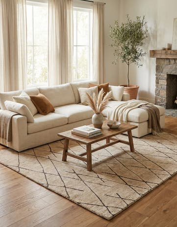 Camel Brown Atlas Moroccan Wool Square Rug