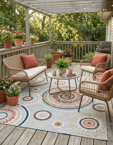 5' 2 x 8' Easy-Clean Botanical Indoor / Outdoor Rug