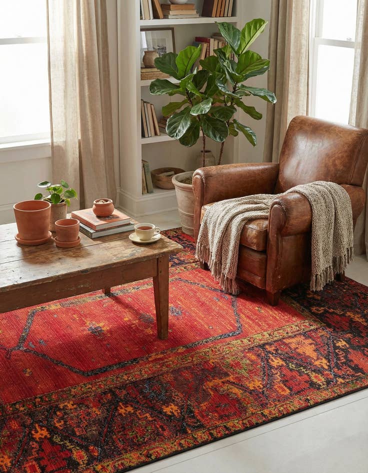 Detail image of  7' x 10'  Washable Tribal Indoor / Outdoor Rug