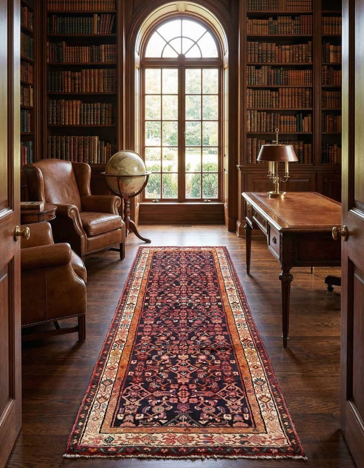 Detail image of 3' 7 x 10' 3  Hand Knotted Hossainabad Persian Wool Runner Rug