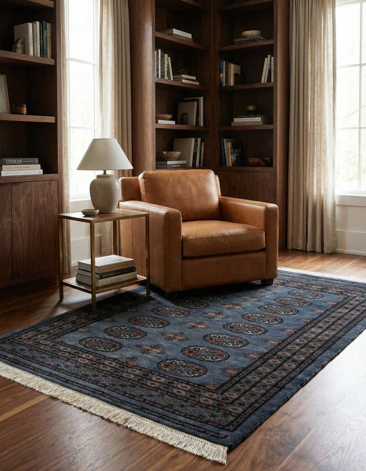 Detail image of 4' 4 x 6' 1  Hand Knotted Torkaman Persian Wool Rug