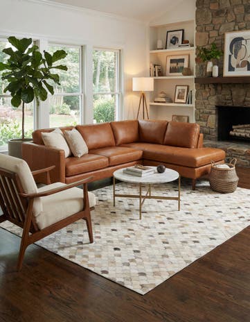 5' x 8' 1 Cowhide Leather Rug
