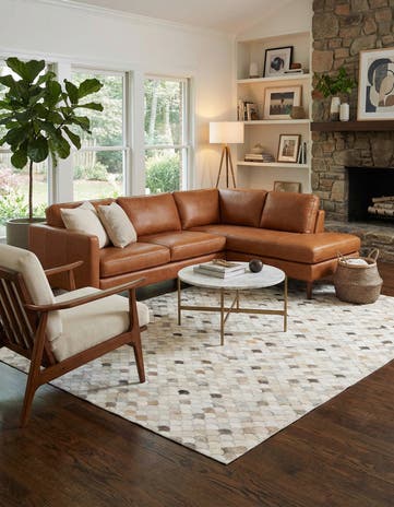 5' x 8' 1 Cowhide Leather Rug