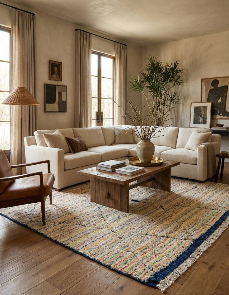 Detail image of 5' 7 x 7' 7  Hand Knotted Moroccan Wool Rug