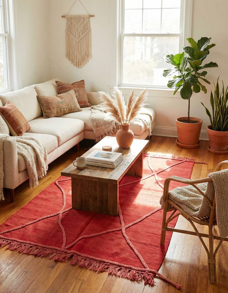 Detail image of  3' 5 x 4' 10  Hand Knotted Moroccan Wool Rug