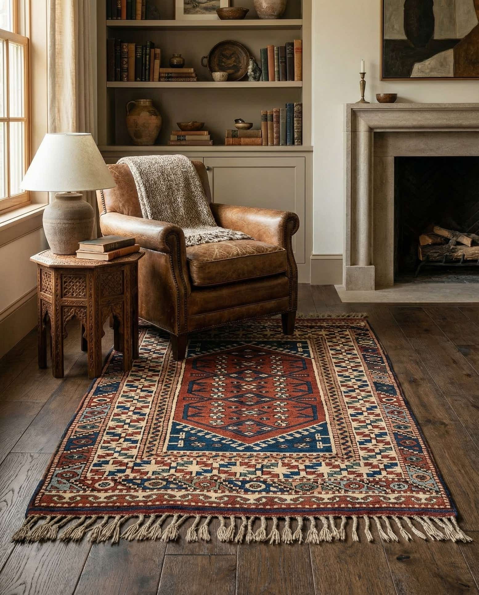 3' 5 x 5' 1 Hand Knotted Fars Oriental Wool Rug