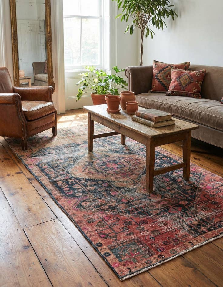 Detail image of 3' 8 x 8' Hand Knotted Ultra Vintage Persian Wool Runner Rug