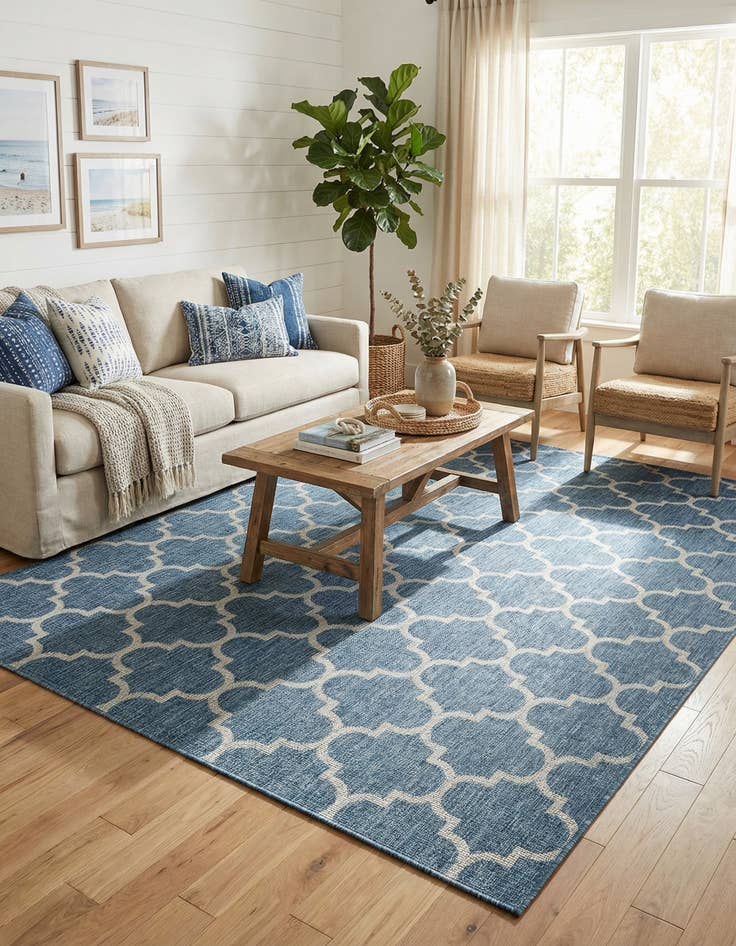 Detail image of 7' 10 x 11'  Washable Trellis Indoor / Outdoor Rug