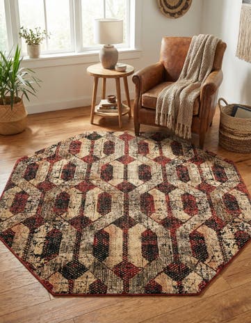 Burgundy Saturn Octagon Rug