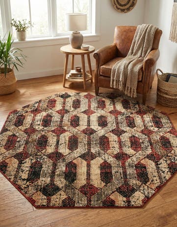 Burgundy Saturn Octagon Rug