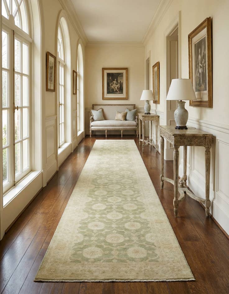 Detail image of 4' 8 x 19' 2  Hand Knotted Peshawar Ziegler Runner Rug