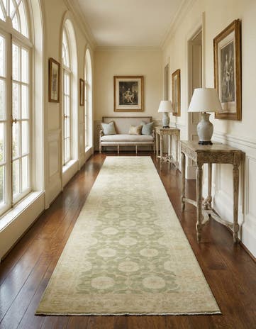 4' 8 x 19' 2 Hand Knotted Peshawar Ziegler Runner Rug