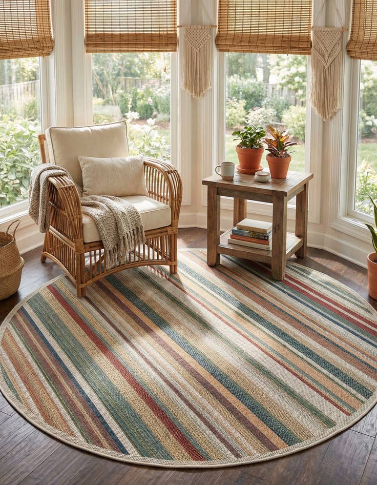 Detail image of  7' x 7'  Washable Baja Indoor / Outdoor Round Rug