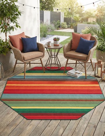 7' 10 x 7' 10 Easy-Clean Modern Indoor / Outdoor Octagon Rug