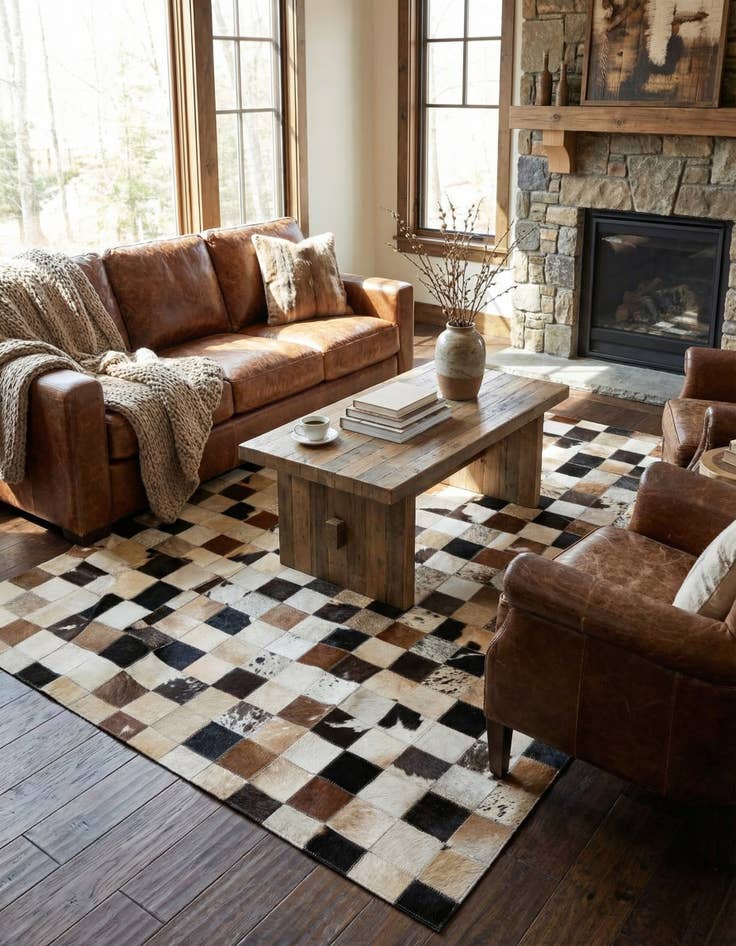 Detail image of  4' 1 x 6' Cowhide - Patchwork Rug