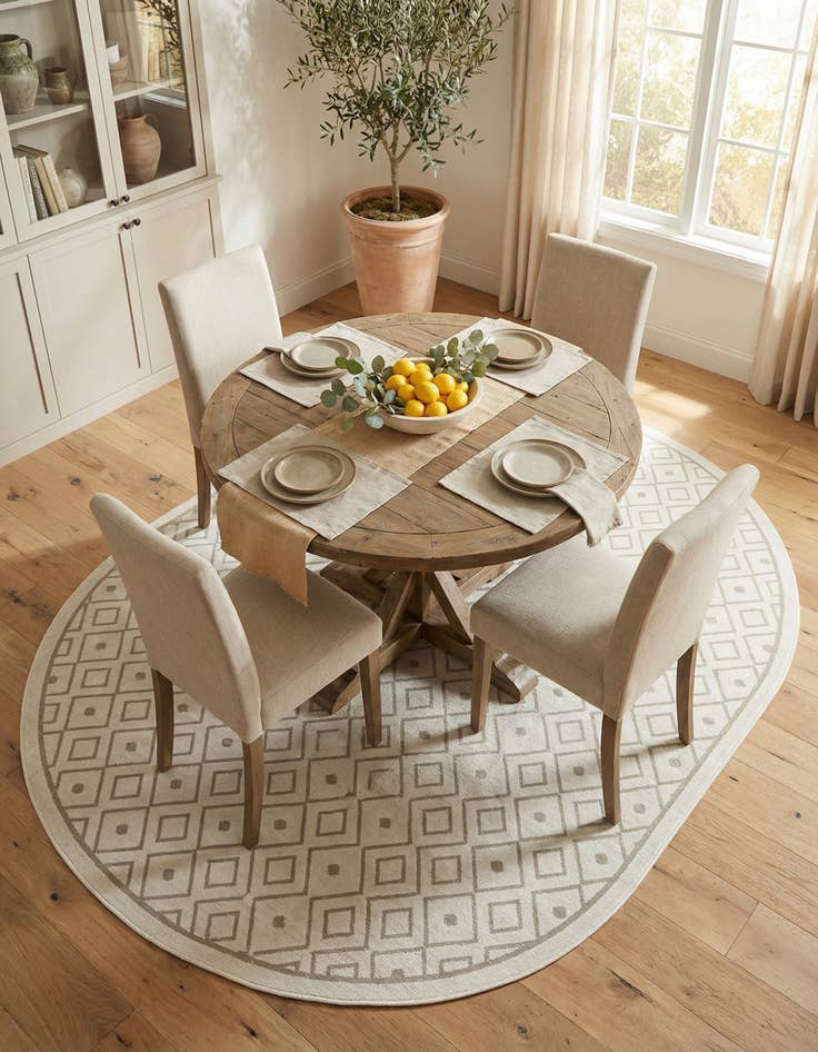 Detail image of 7' 10 x 10'  Washable Trellis Indoor / Outdoor Oval Rug