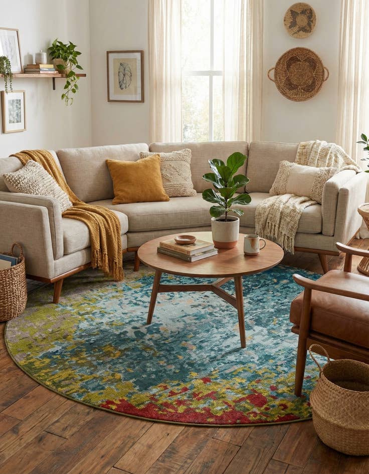 Detail image of 8' x 8'  Washable Casablanca Round Rug