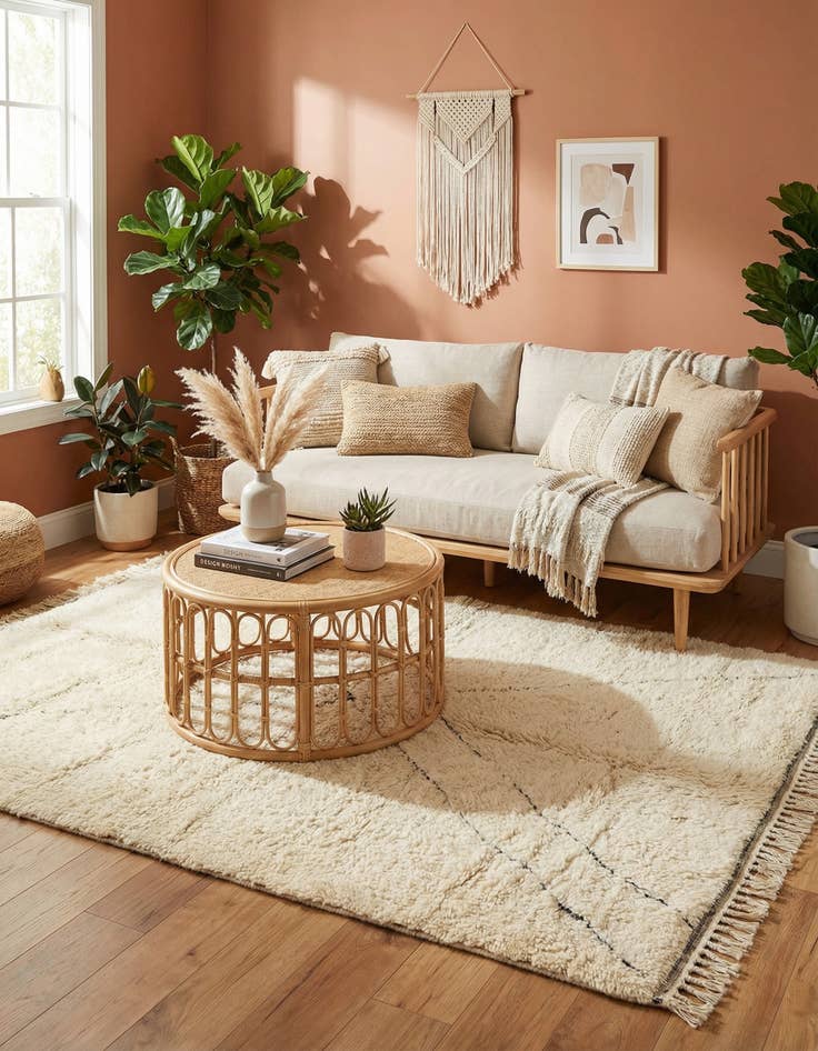 Detail image of 5' 3 x 8'  Hand Knotted Moroccan Wool Rug