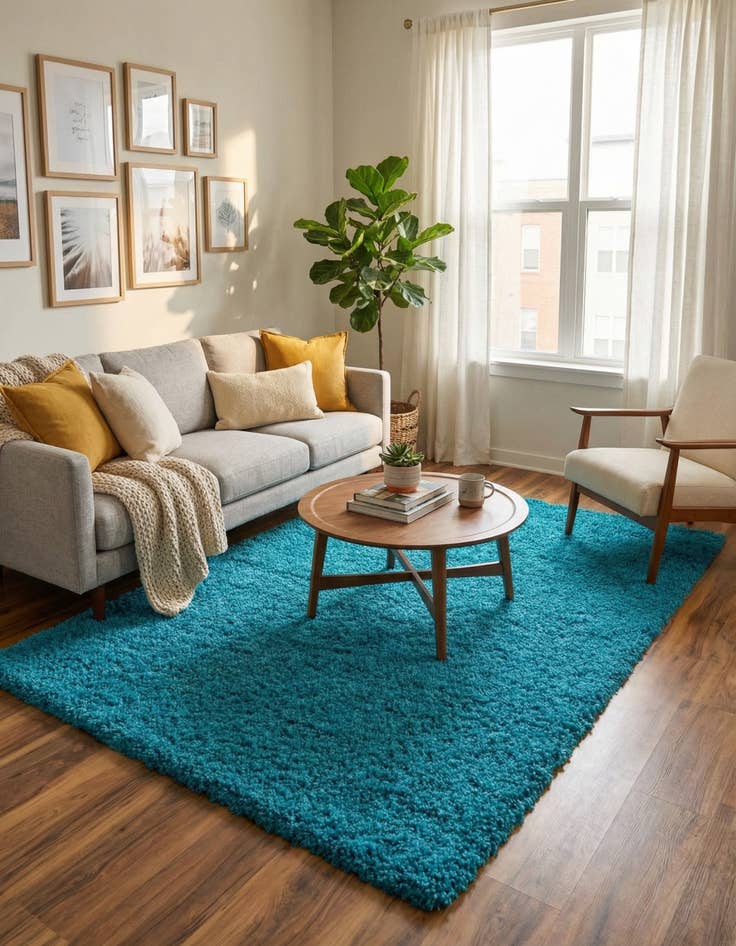 Detail image of  7' x 10' Solid Shag Rug