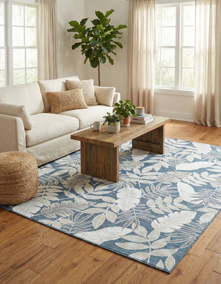 Detail image of 8' 2 x 10'  Washable Botanical Indoor / Outdoor Rug