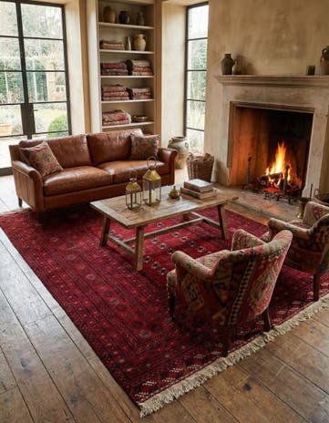 6' 9 x 9' 9 Hand Knotted Afghan Akhche Oriental Wool Rug