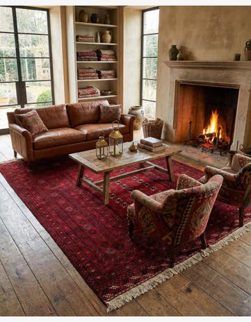 6' 9 x 9' 9 Hand Knotted Afghan Akhche Oriental Wool Rug