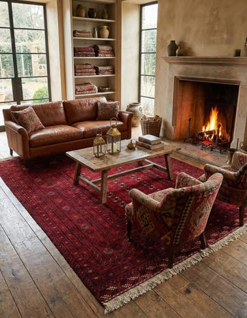 6' 9 x 9' 9 Hand Knotted Afghan Akhche Oriental Wool Rug