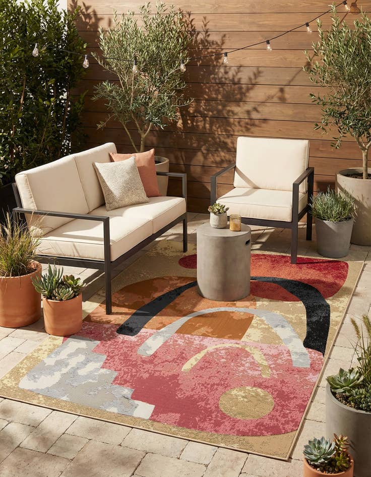 Detail image of 5' x 8'  Washable Modern Indoor / Outdoor Rug