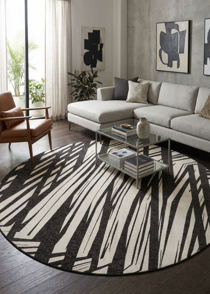 13' x 13' Easy-Clean Modern Indoor / Outdoor Round Rug
