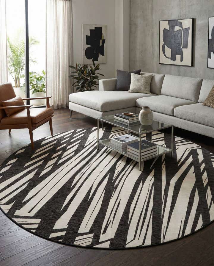 13' x 13' Easy-Clean Modern Indoor / Outdoor Round Rug