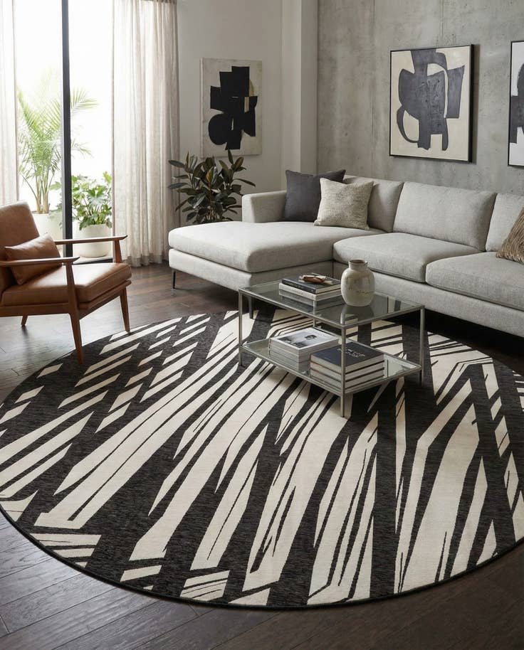 Detail image of 13' x 13' Easy-Clean Modern Indoor / Outdoor Round Rug